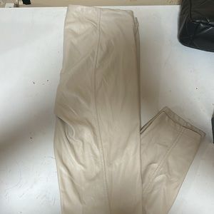Faux leather pants- cream color- insulated pants warms for winter